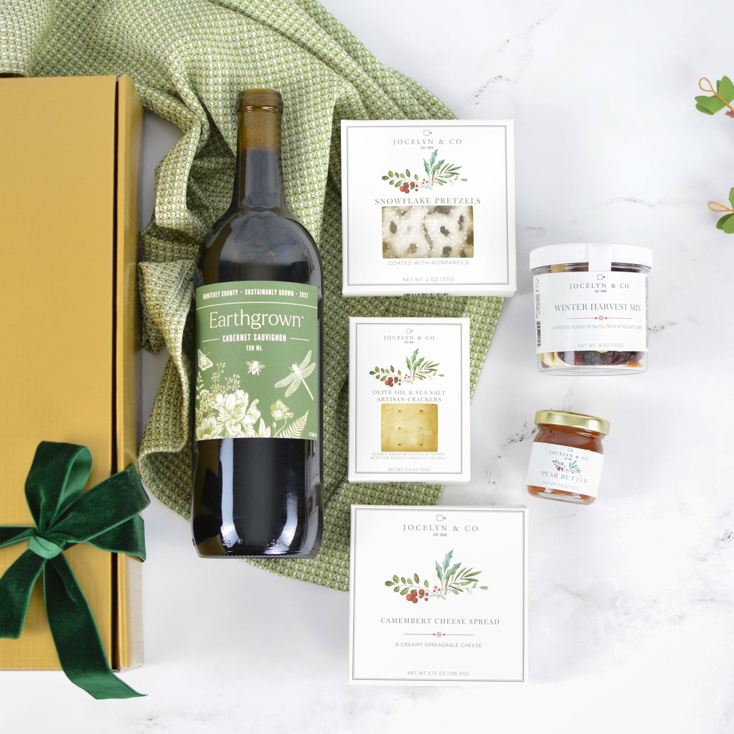 Holiday Wine & Gourmet – Holiday wine gift with gourmet snack pairings